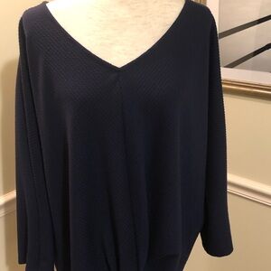 Ruby Rd. Dark Blue V-Neck Top